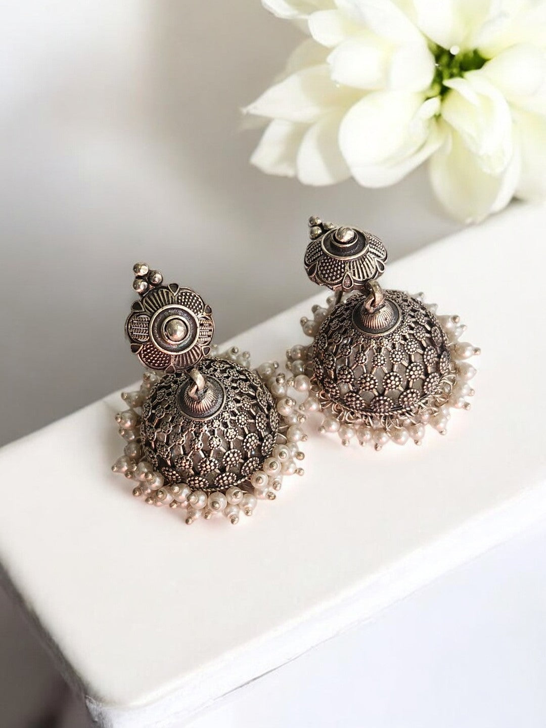 JHUMKI AMIKSHEE GERMAN SILVER EARRINGS