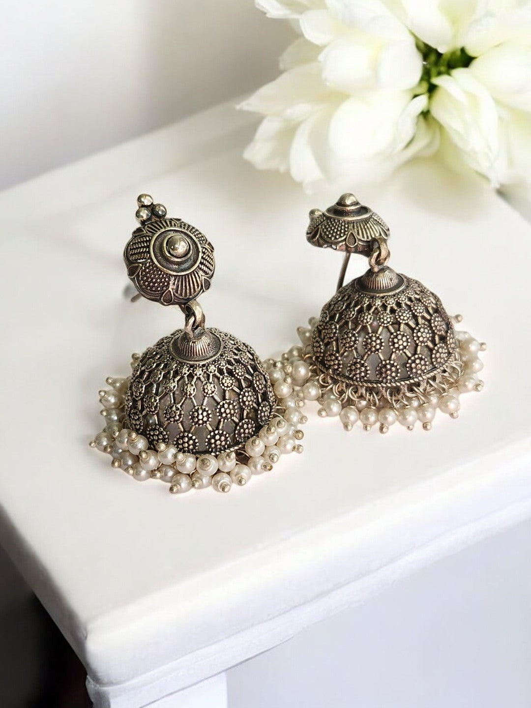 JHUMKI AMIKSHEE GERMAN SILVER EARRINGS