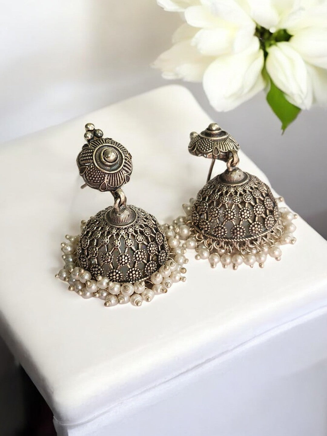 JHUMKI AMIKSHEE GERMAN SILVER EARRINGS