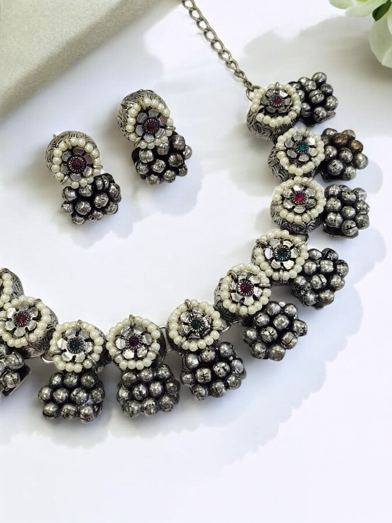 SILVER GIANNA GERMAN SILVER JEWELLERY SET