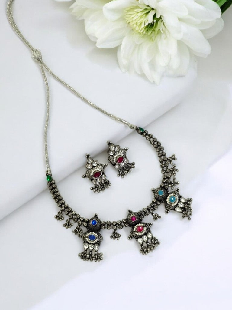 MULTI SURAMAYA GERMAN SILVER JEWELLERY SET