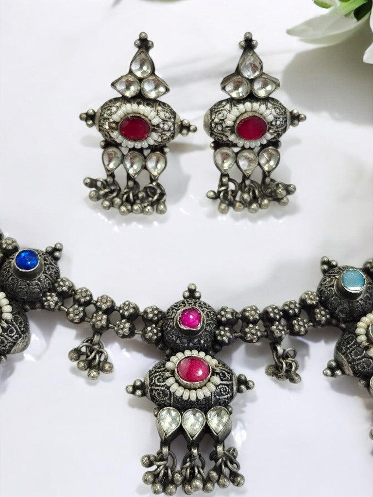MULTI SURAMAYA GERMAN SILVER JEWELLERY SET