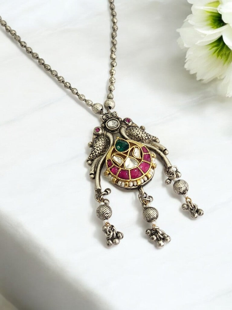 PINK PRIYATHA GERMAN SILVER JEWELLERY SET