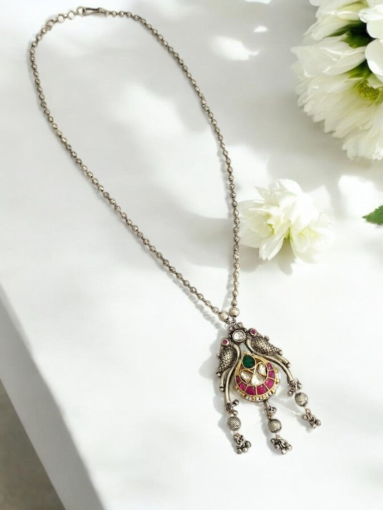 PINK PRIYATHA GERMAN SILVER JEWELLERY SET