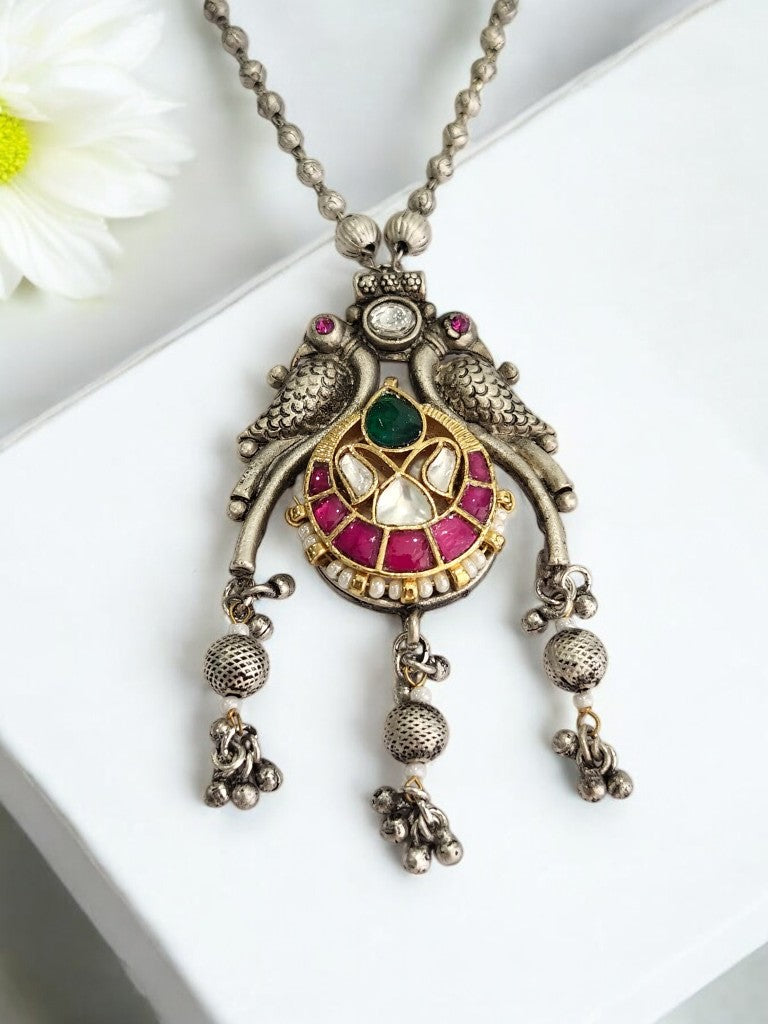 PINK PRIYATHA GERMAN SILVER JEWELLERY SET
