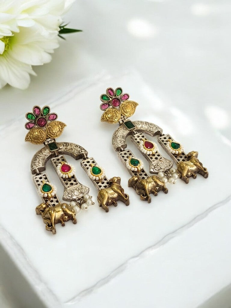 MULTI DIVYANSHI GERMAN SILVER EARRINGS