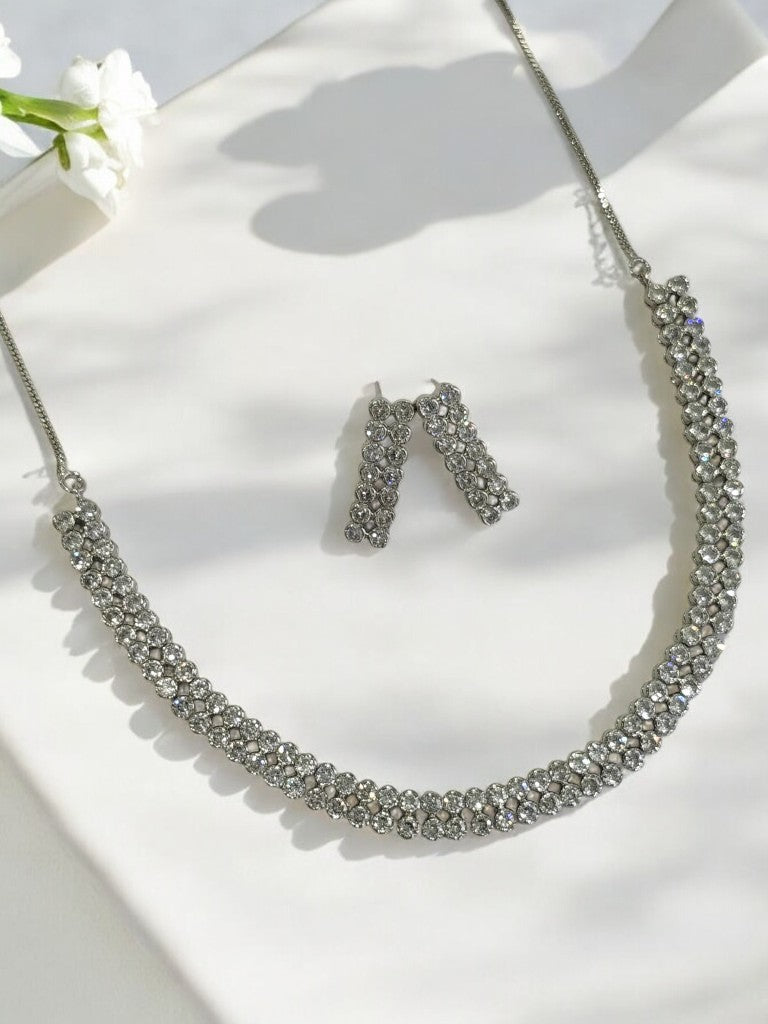 IKAYA DOUBLE ROW ROUND DIAMOND JEWELLERY SET