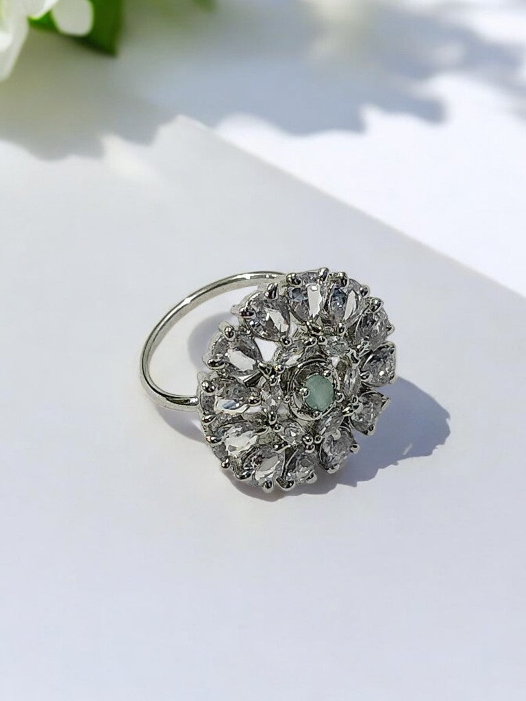 SEA GREEN MISHIKA DIAMOND RING