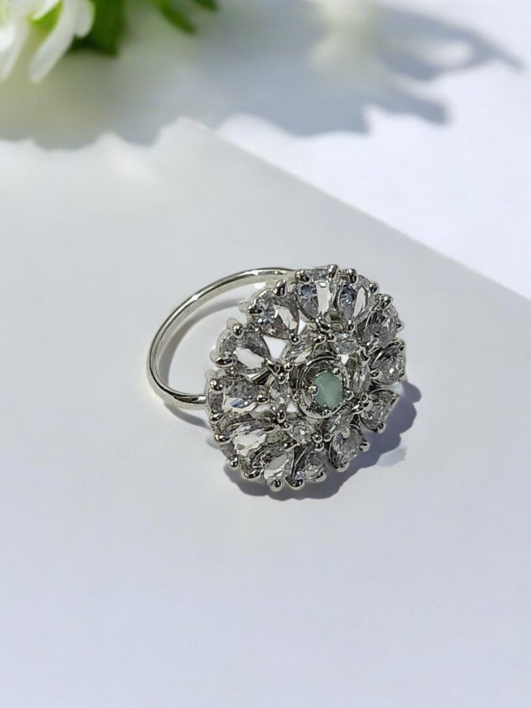 SEA GREEN MISHIKA DIAMOND RING