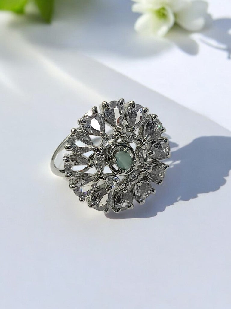 SEA GREEN MISHIKA DIAMOND RING