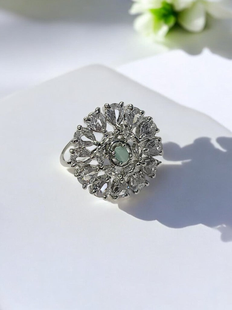 SEA GREEN MISHIKA DIAMOND RING
