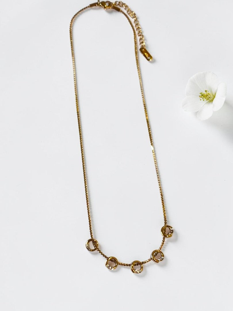GOLDEN DIAMOND RING CHERRY NECKLACE
