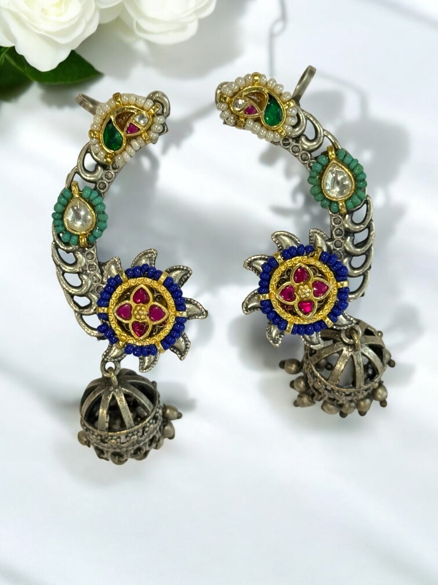 BLUE ILIANA GERMAN SILVER EAR CUFF