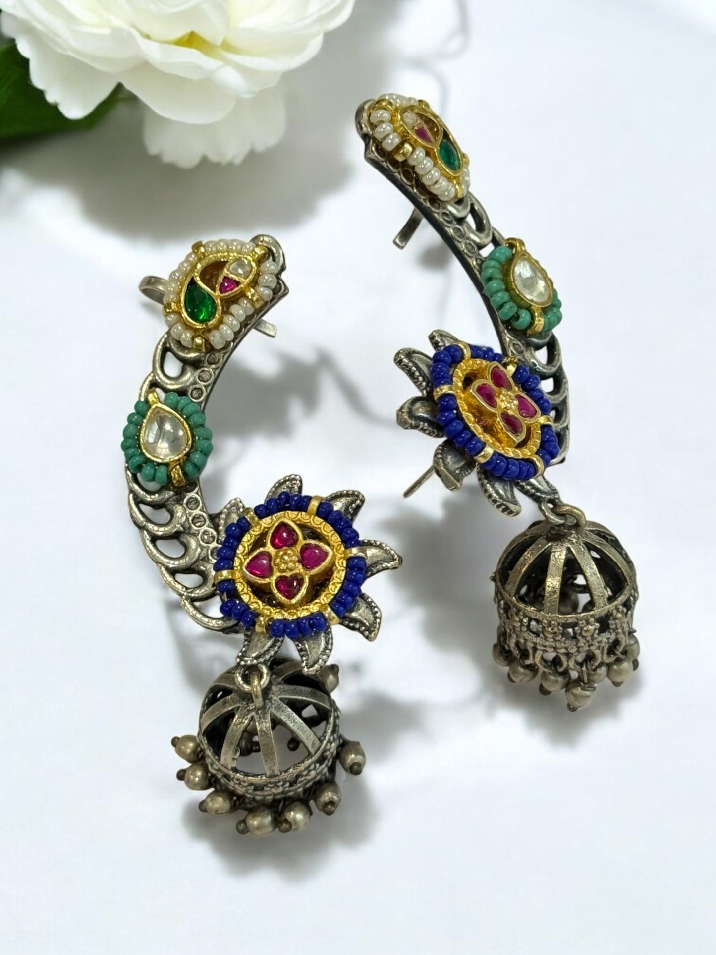 BLUE ILIANA GERMAN SILVER EAR CUFF