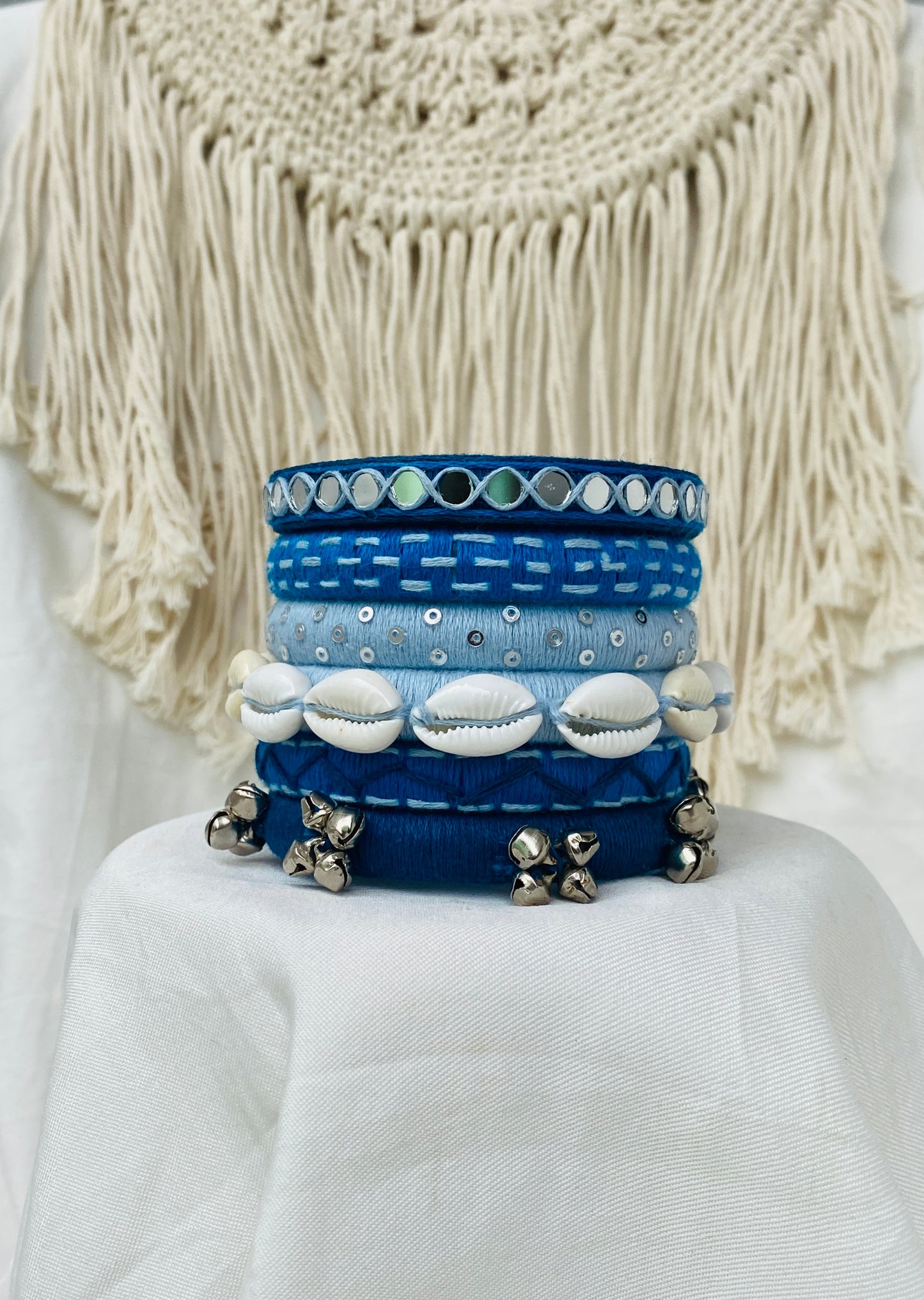 BLUE KODI AND MIRROR VEDA HANDMADE BANGLES