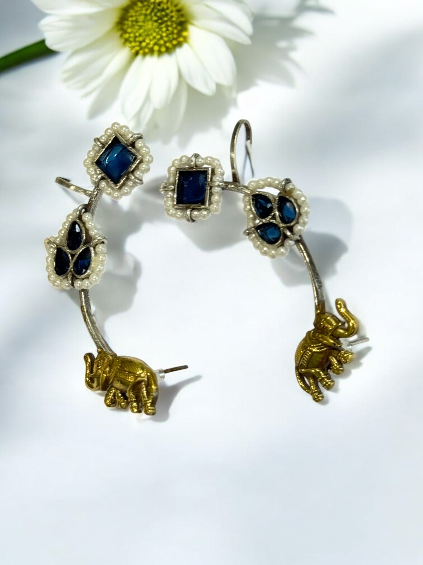 BLUE TARIKA GERMAN SILVER EAR CUFF