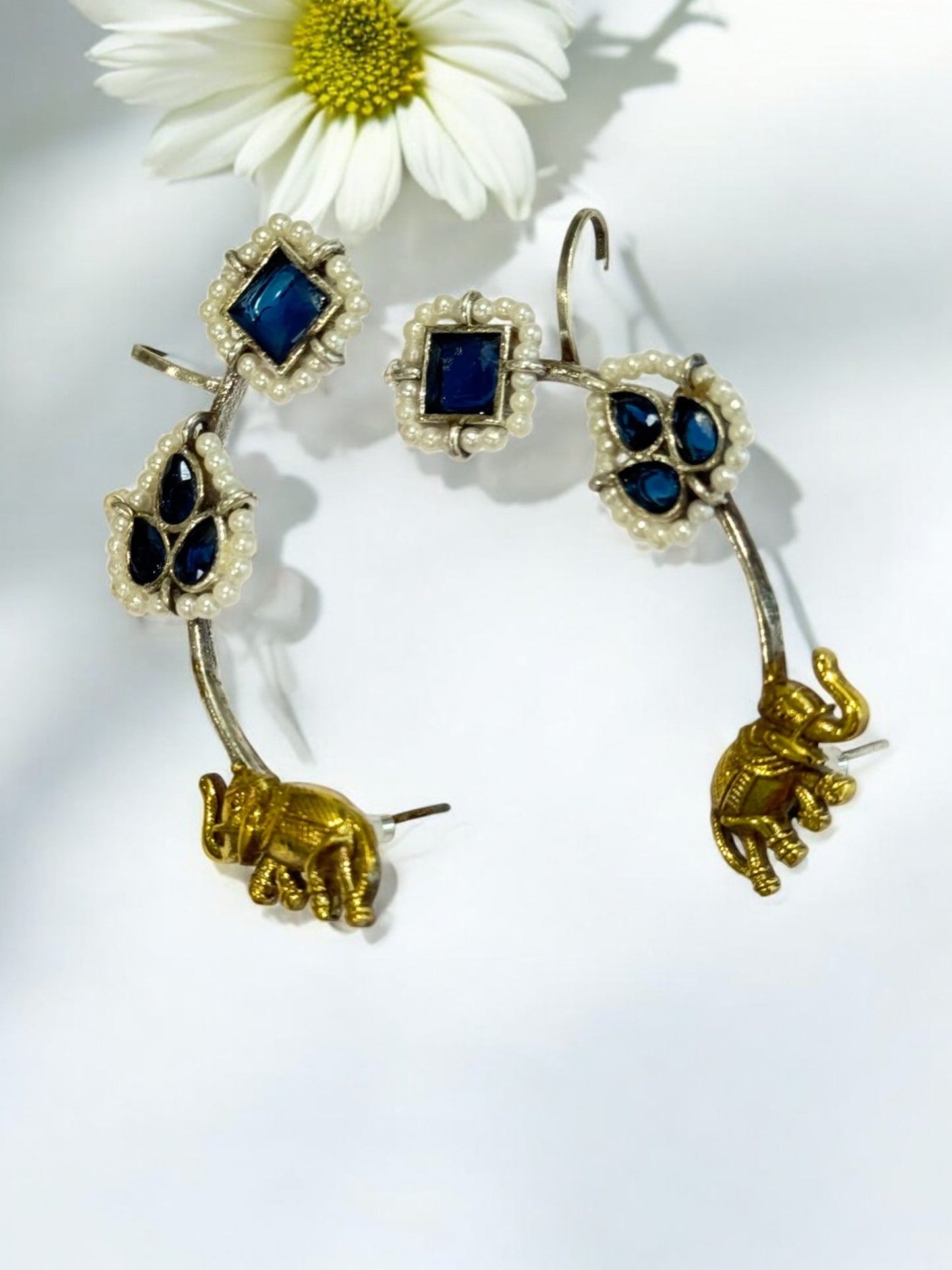 BLUE TARIKA GERMAN SILVER EAR CUFF