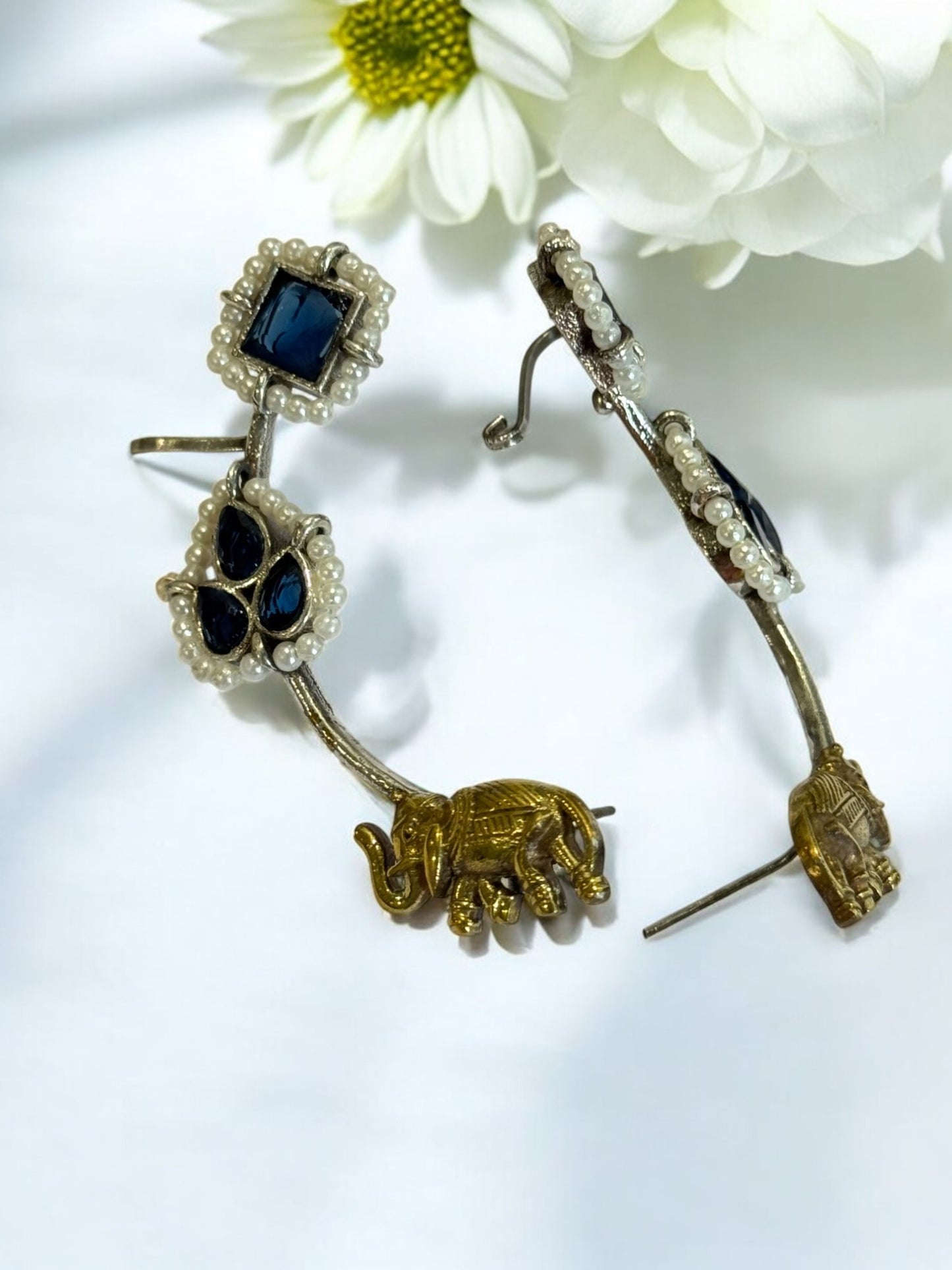 BLUE TARIKA GERMAN SILVER EAR CUFF