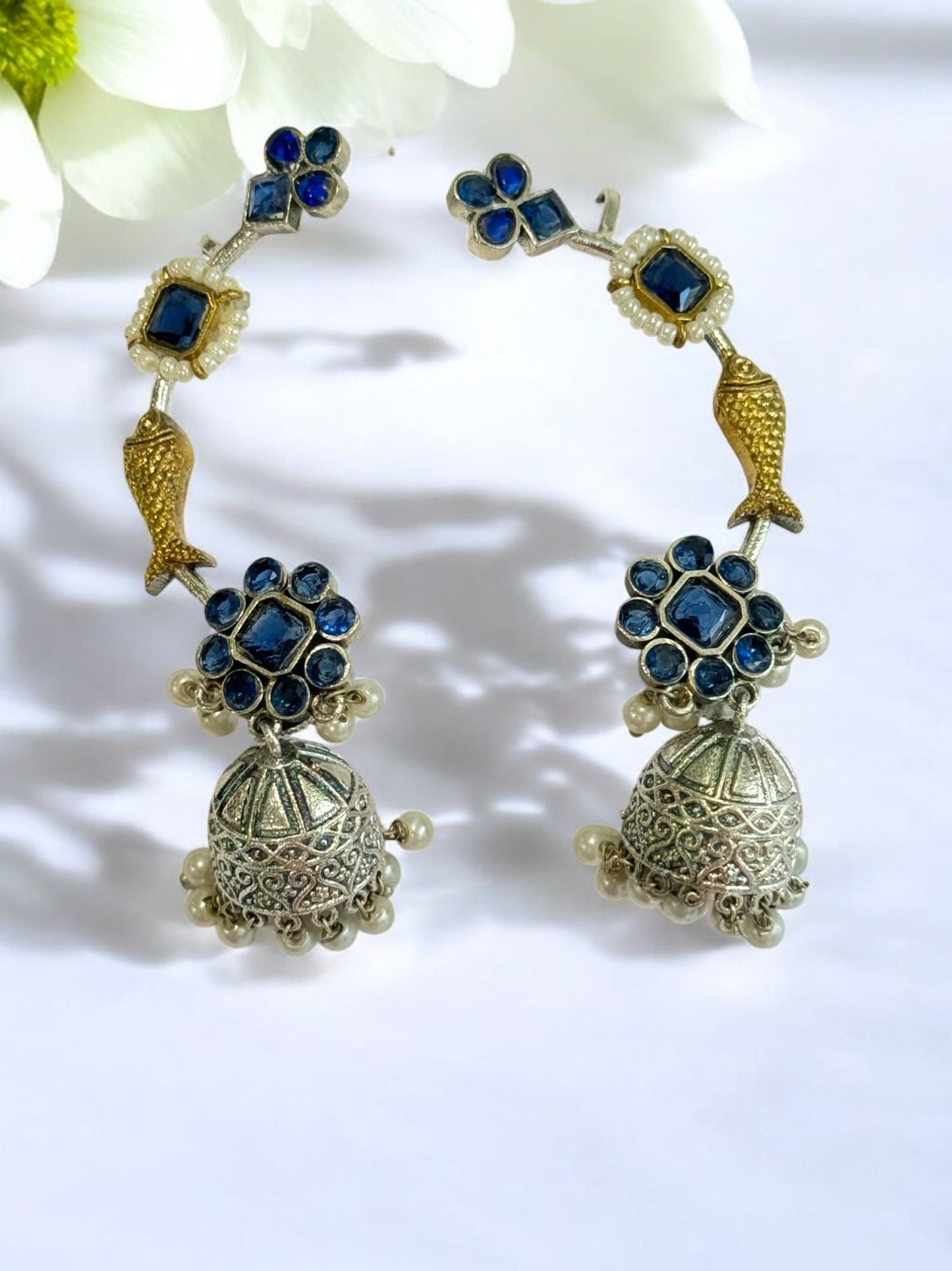BLUE ZHUHI GERMAN SILVER EAR CUFF