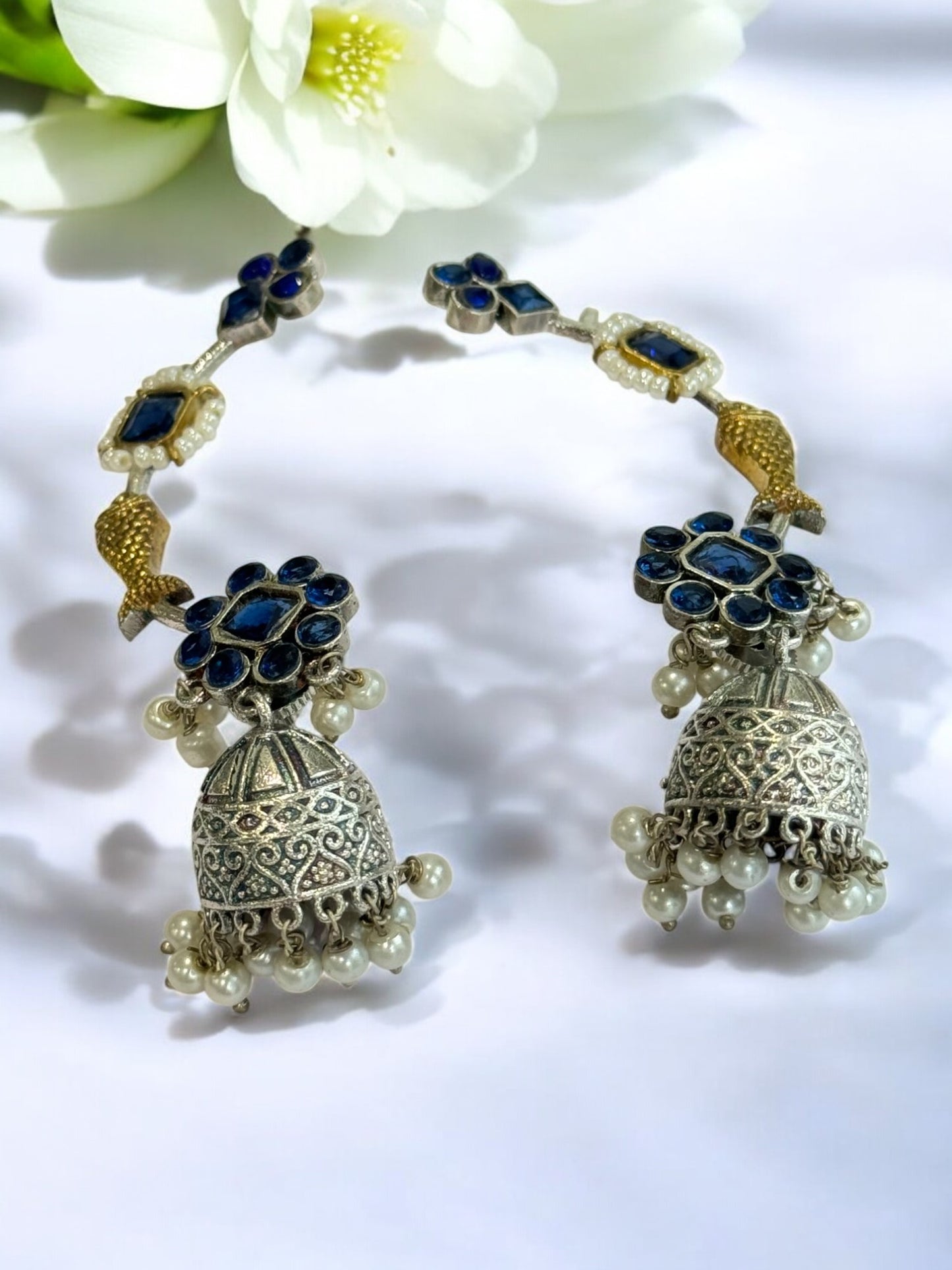 BLUE ZHUHI GERMAN SILVER EAR CUFF