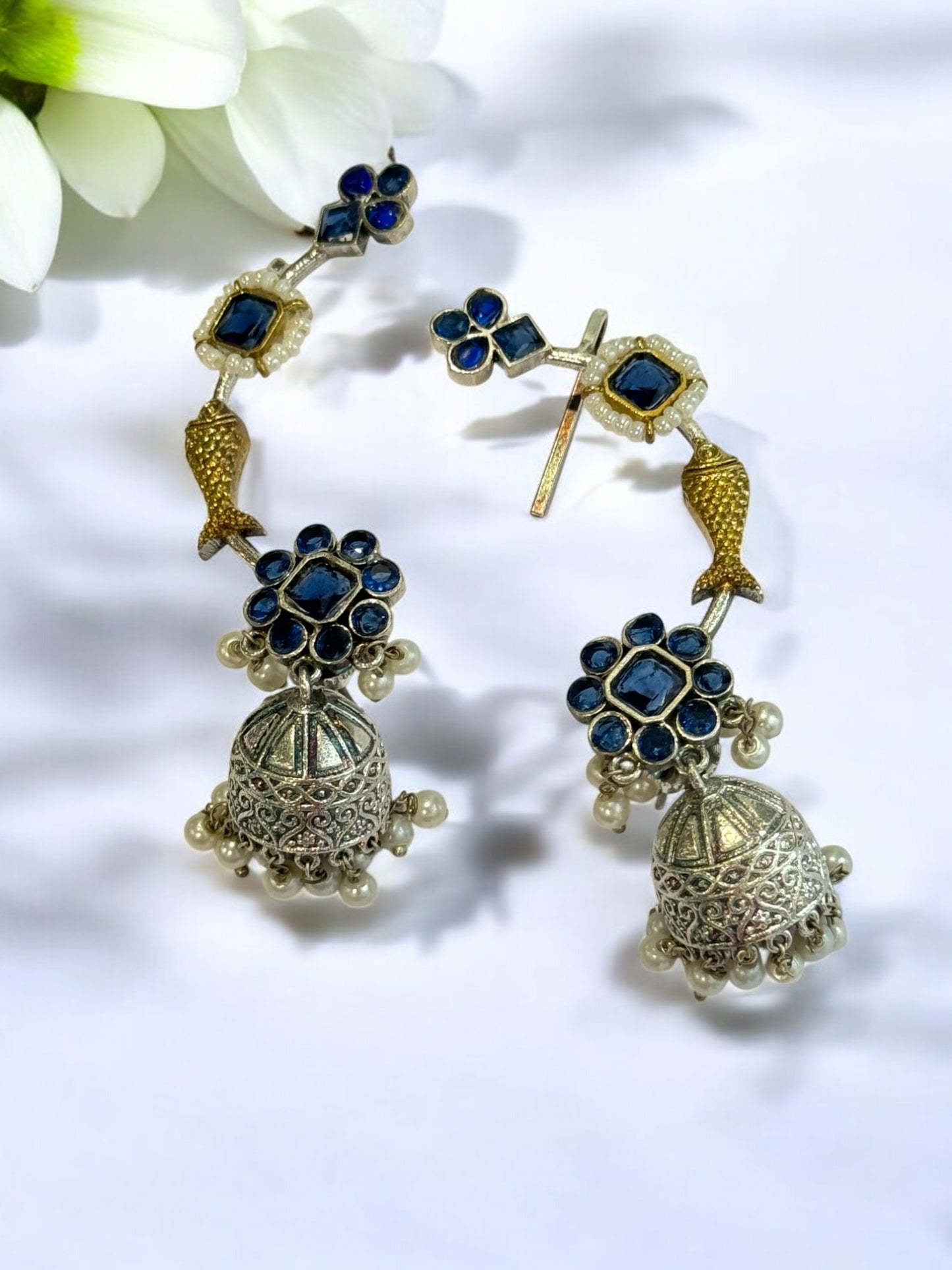 BLUE ZHUHI GERMAN SILVER EAR CUFF