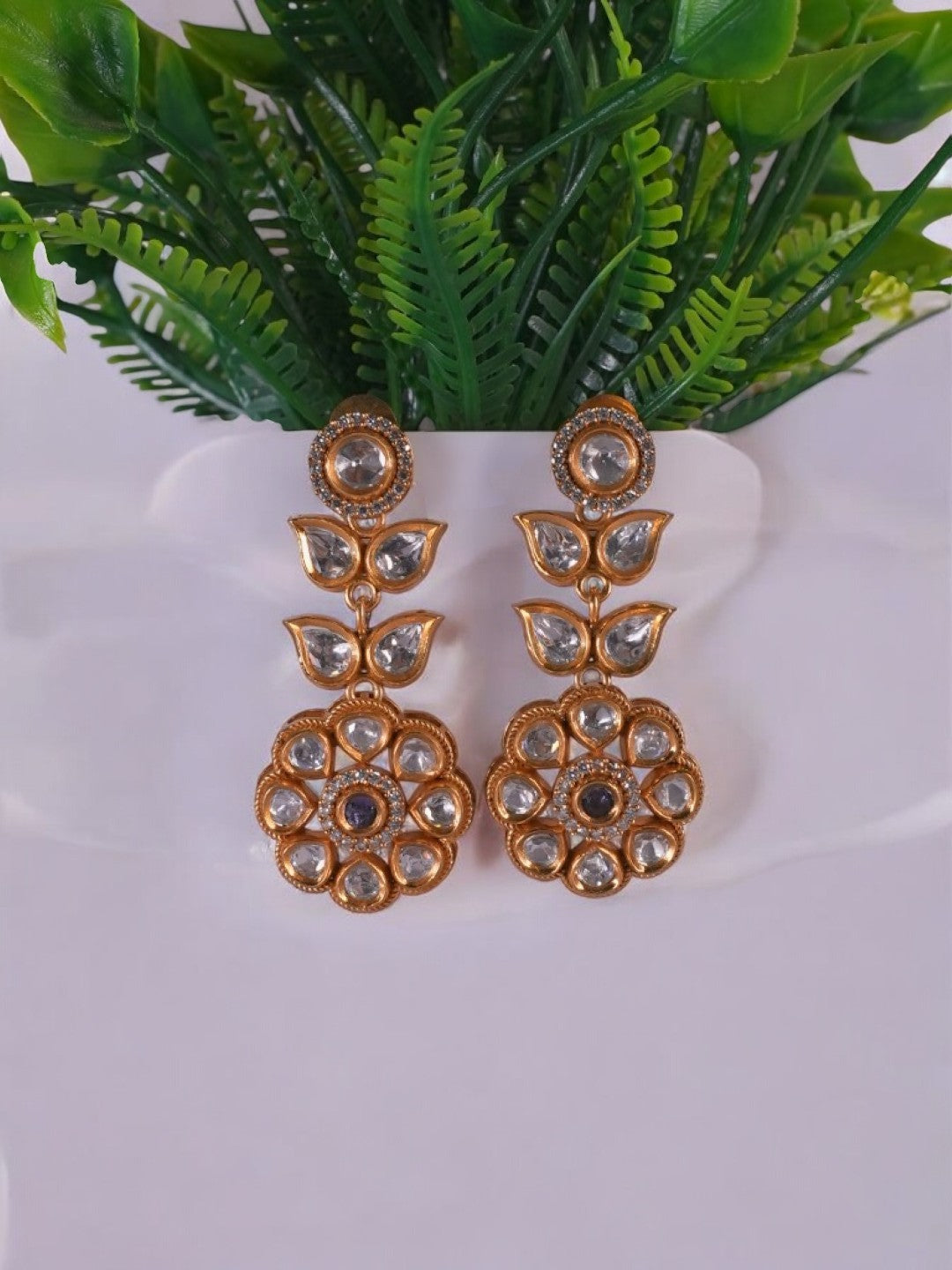 DIAMOND FLOWER PIPPA KUNDAN EARRINGS