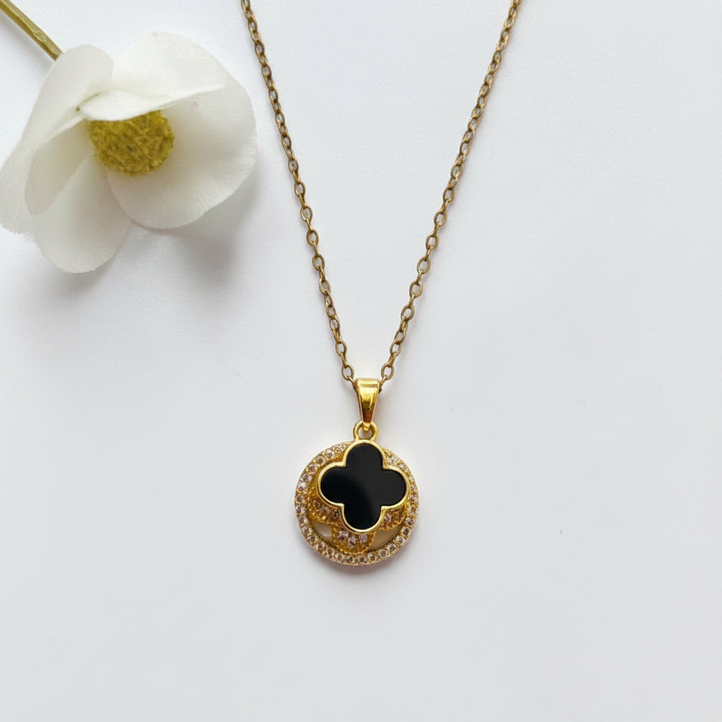 GOLDEN-BLACK FLORAL RIANA NECKLACE