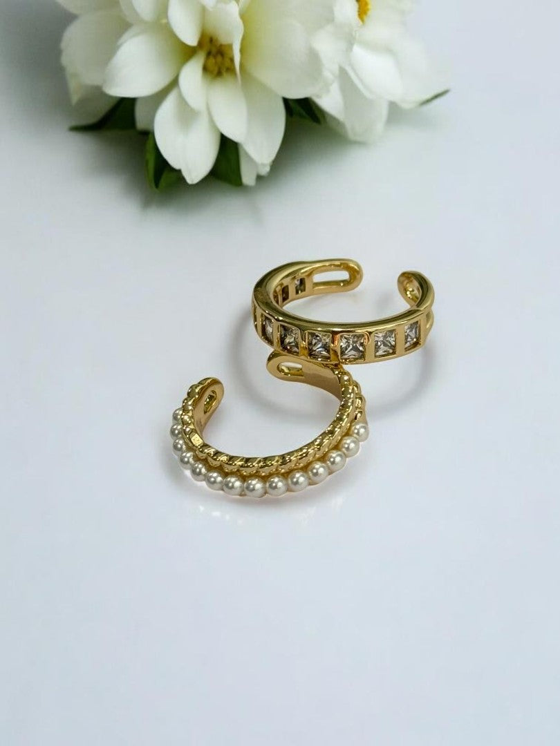 GOLDEN DIAMOND AND PEARL SILAS EAR CUFF