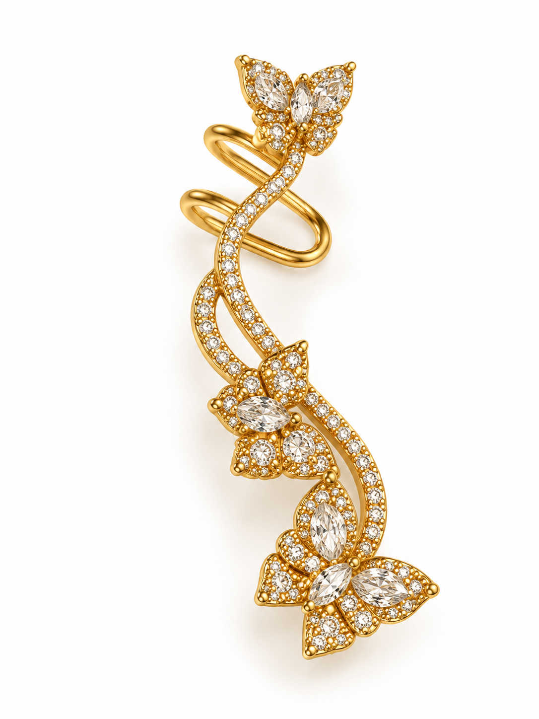 GOLDEN DIAMOND BUTTERFLY DALIA EAR CUFF