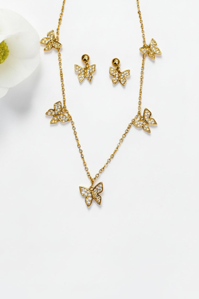 GOLDEN DIAMOND BUTTERFLY EDEN NECKLACE SET
