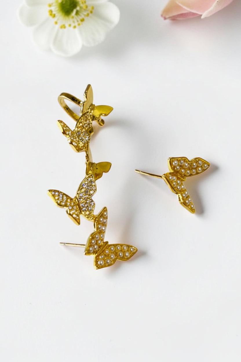 GOLDEN DIAMOND BUTTERFLY MABEL EAR CUFF