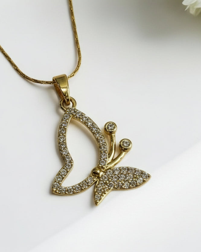 GOLDEN DIAMOND BUTTERFLY SERGIO NECKLACE