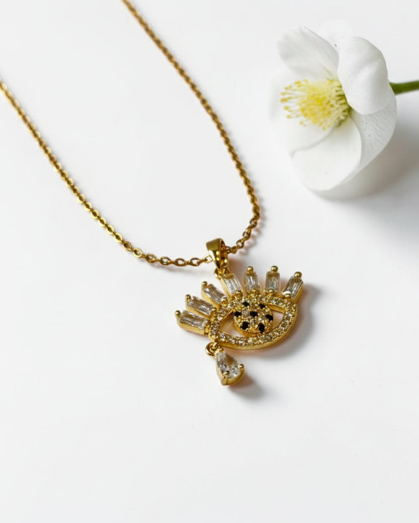 GOLDEN EVIL EYE RASHI NECKLACE SET