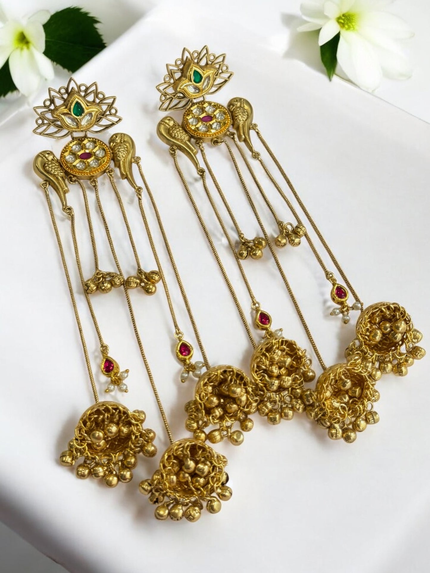 GOLDEN GITALI GERMAN SILVER EARRINGS