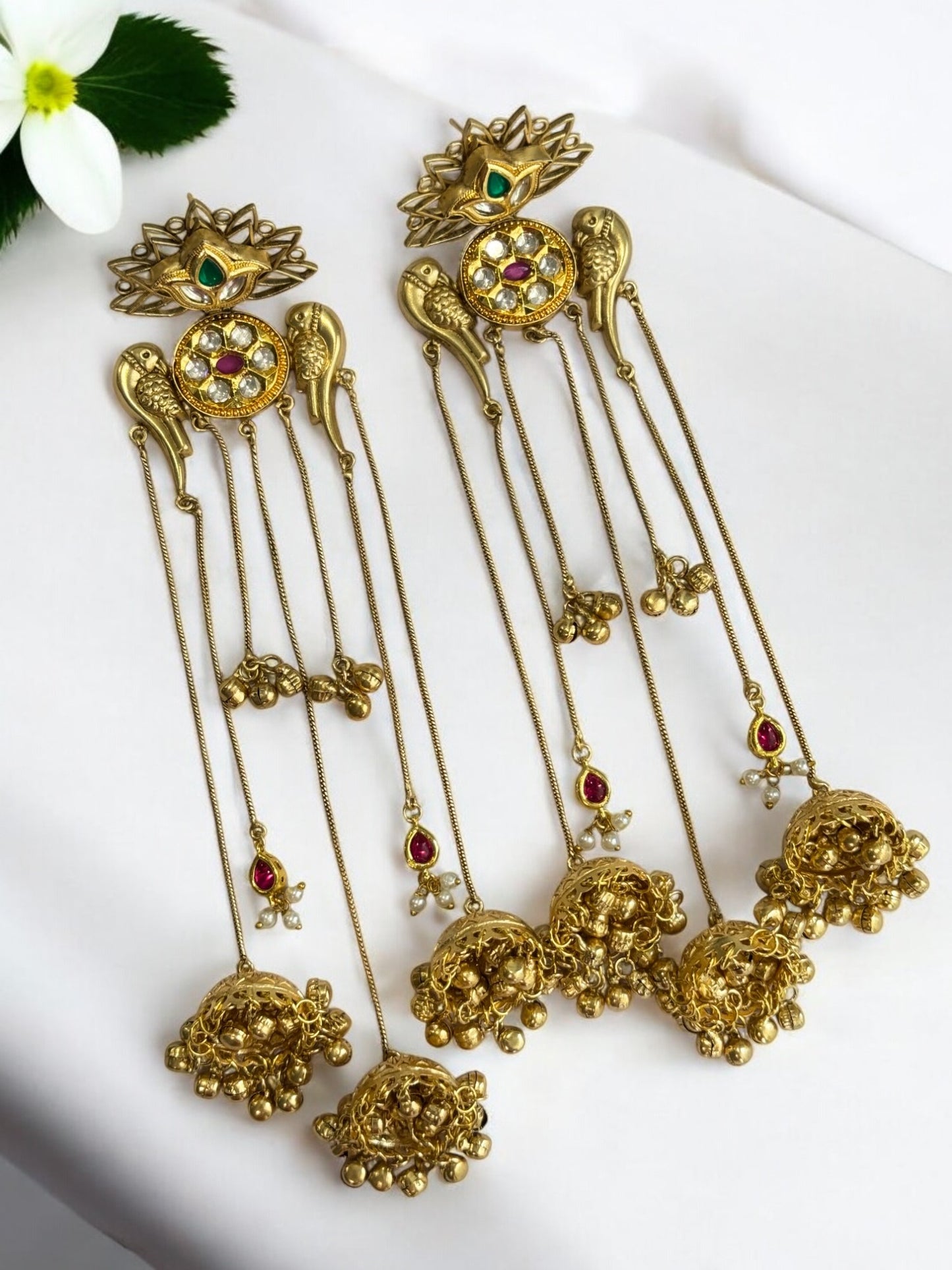 GOLDEN GITALI GERMAN SILVER EARRINGS