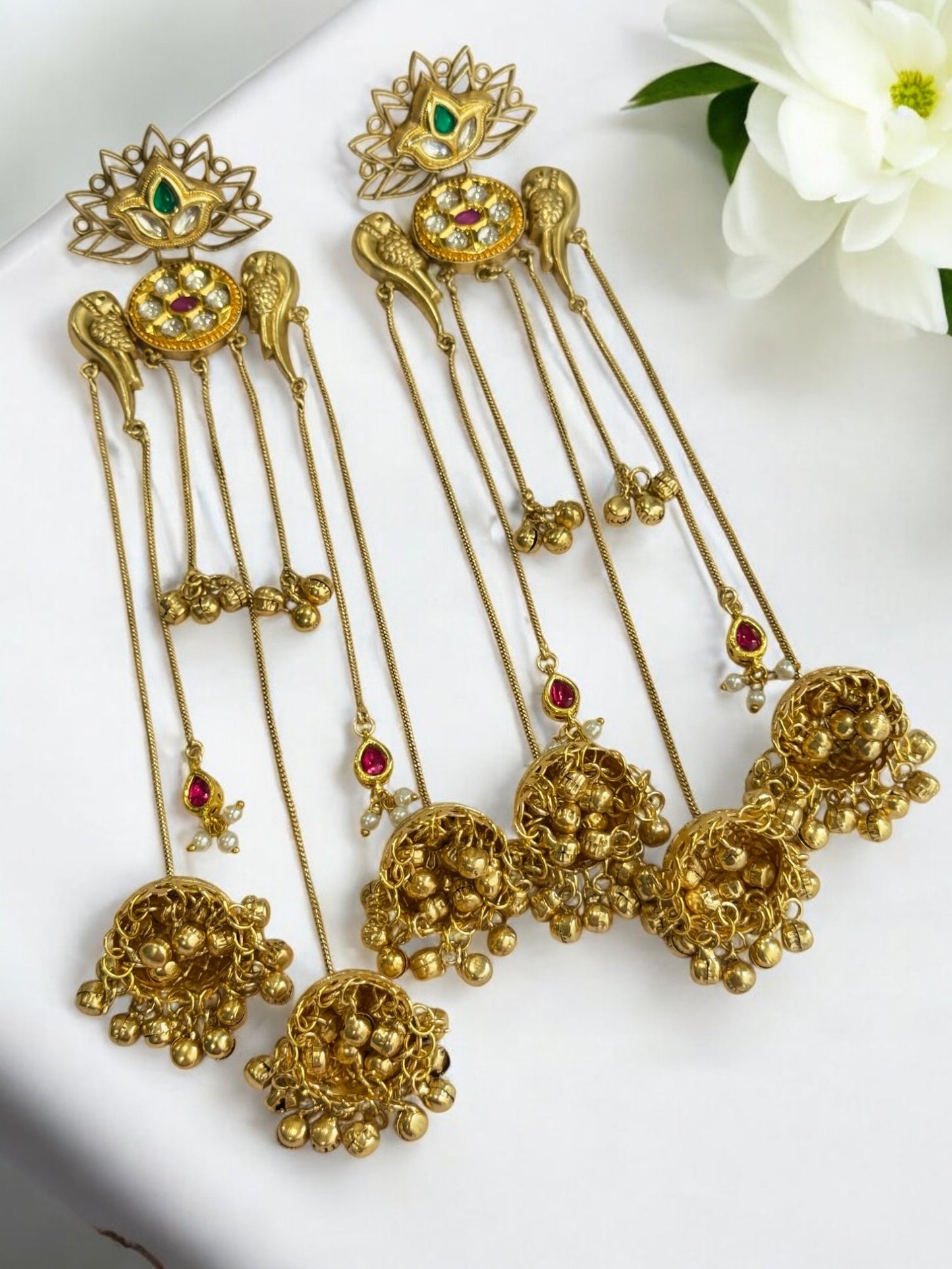 GOLDEN GITALI GERMAN SILVER EARRINGS