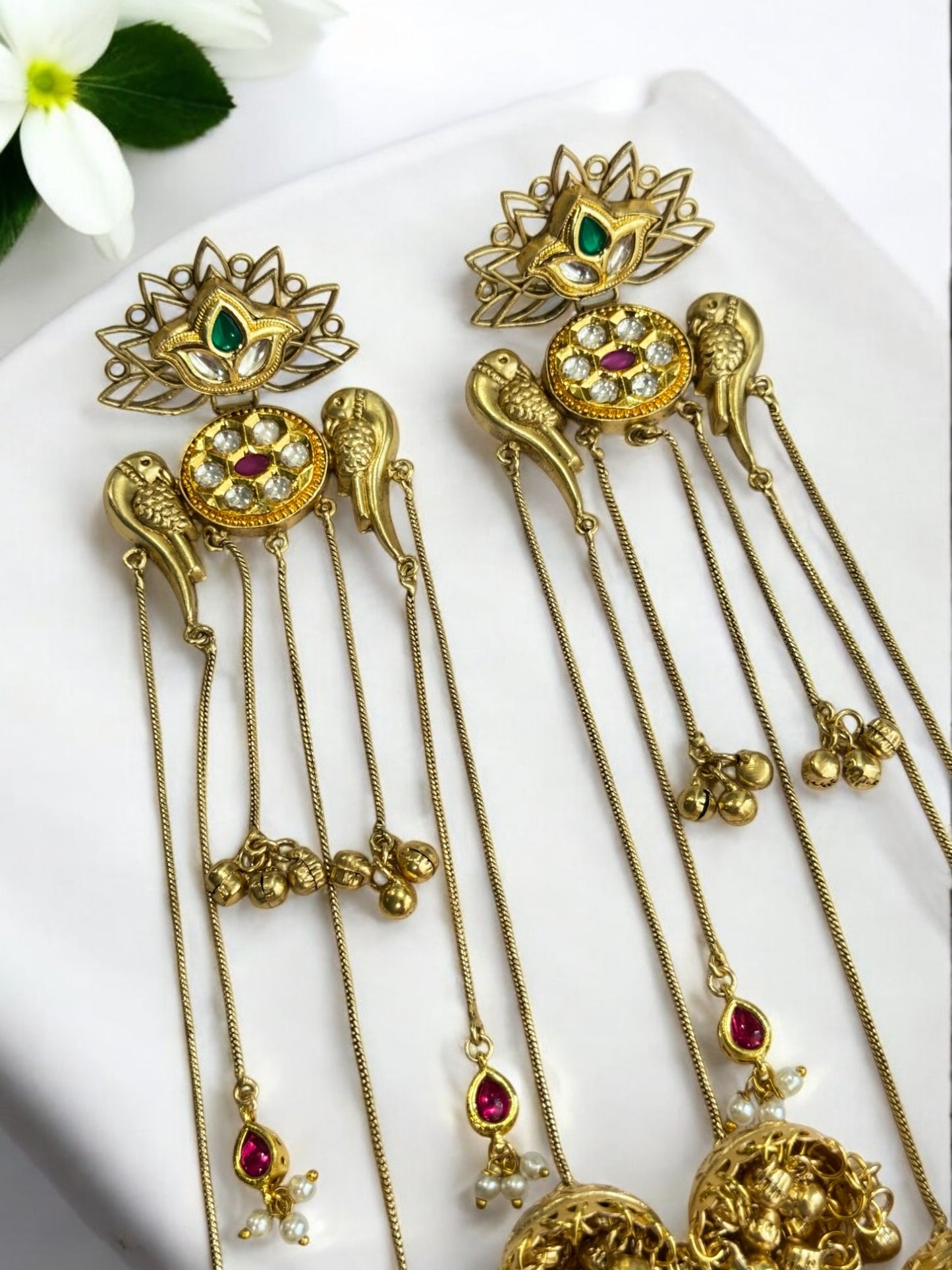 GOLDEN GITALI GERMAN SILVER EARRINGS
