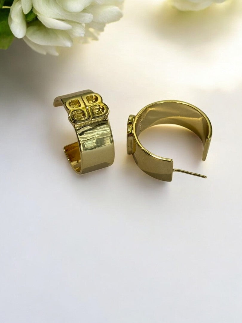 18K GOLD PLATED BB BRAND HOOP