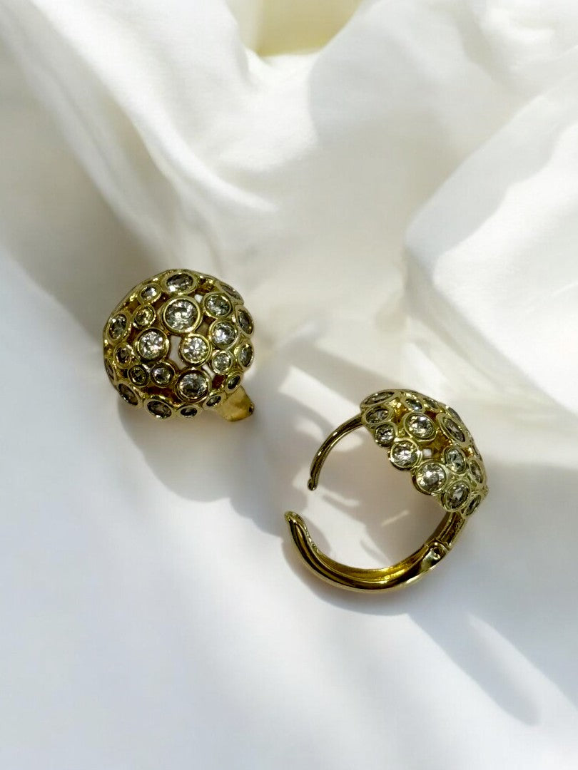 18K GOLD TINY SHINY DIAMOND EARRING, LOOKING STUD BUT ITS HOOP