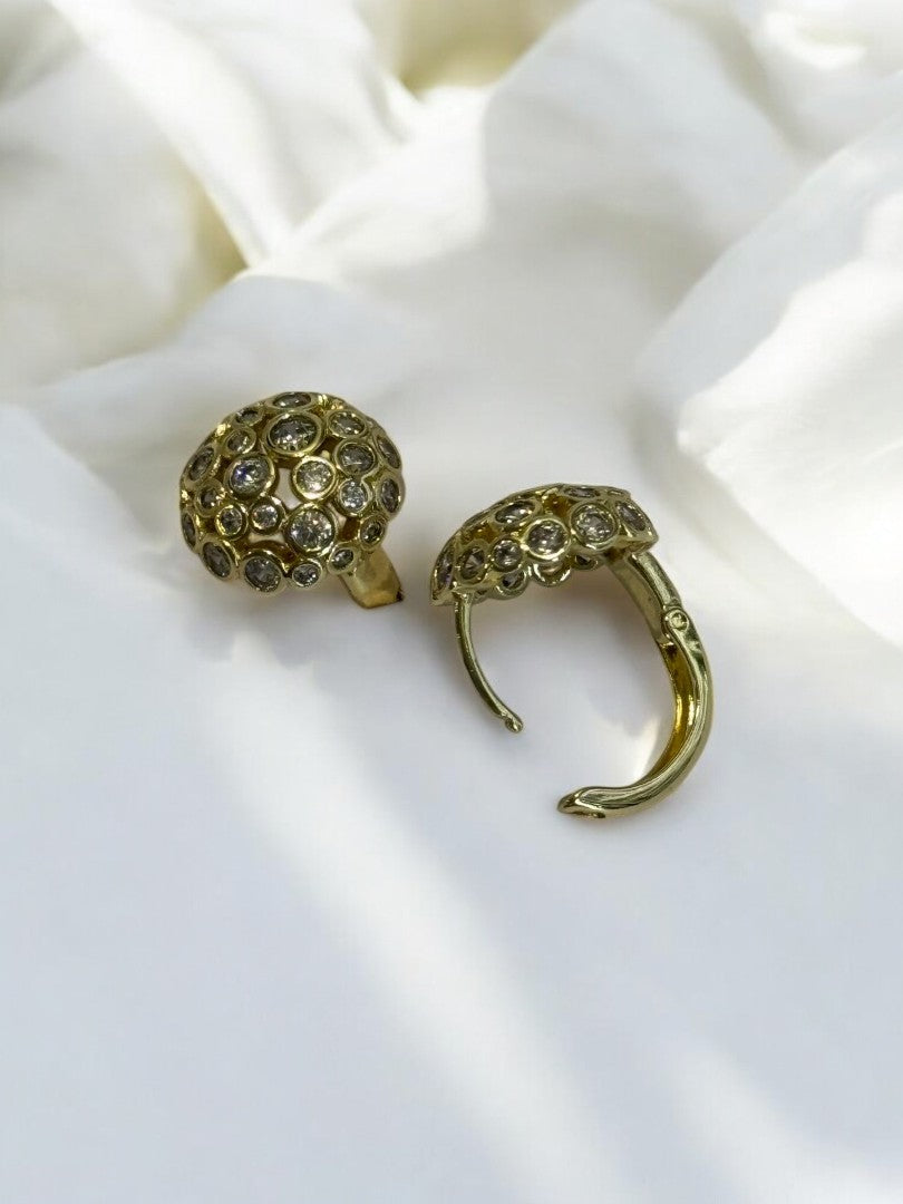 18K GOLD TINY SHINY DIAMOND EARRING, LOOKING STUD BUT ITS HOOP