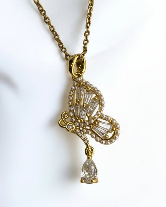 GOLDEN CHAIN WITH DIAMOND BUTTERFLY PENDENT