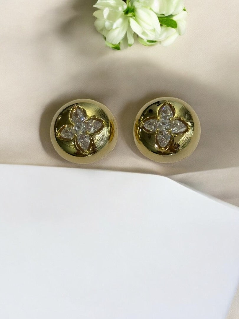 18K GOLD PLATED CLOVER DIAMOND PREMIUM STUD