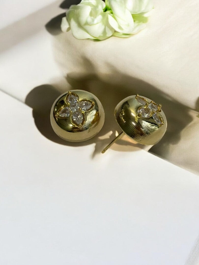 18K GOLD PLATED CLOVER DIAMOND PREMIUM STUD