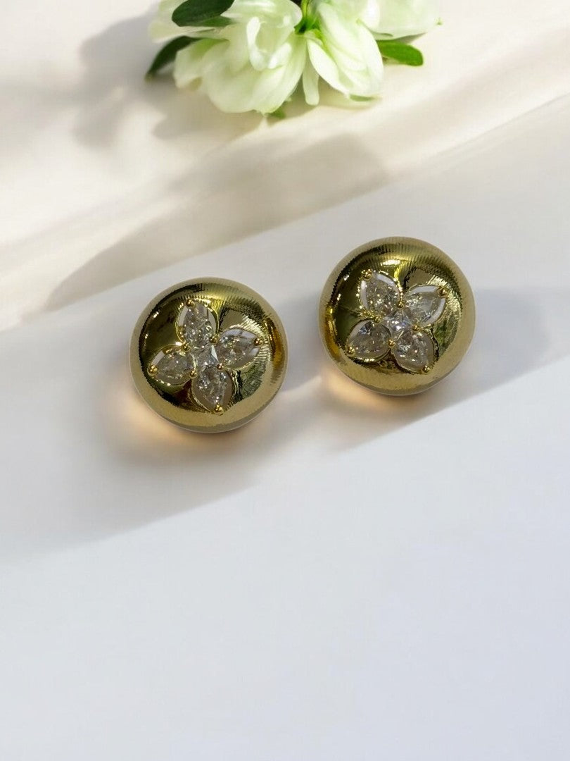 18K GOLD PLATED CLOVER DIAMOND PREMIUM STUD