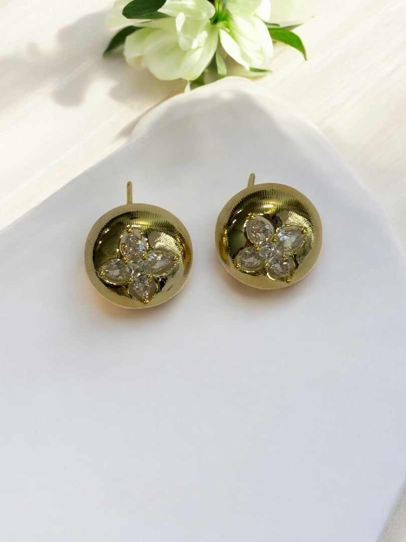 18K GOLD PLATED CLOVER DIAMOND PREMIUM STUD
