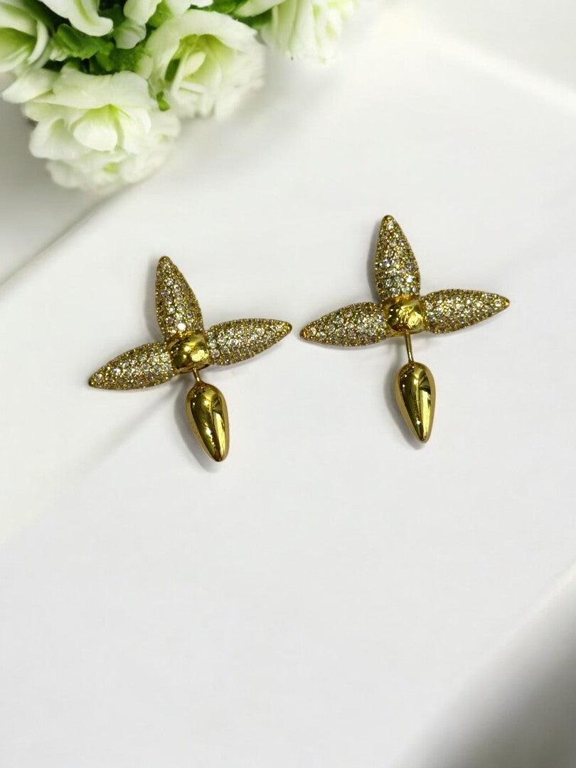 18k GOLD PLATED SHIMMERING DIAMOND LOUIS VUITTON BRAND EARRING