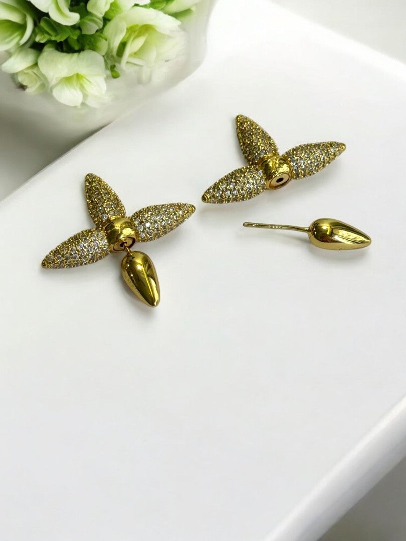 18k GOLD PLATED SHIMMERING DIAMOND LOUIS VUITTON BRAND EARRING