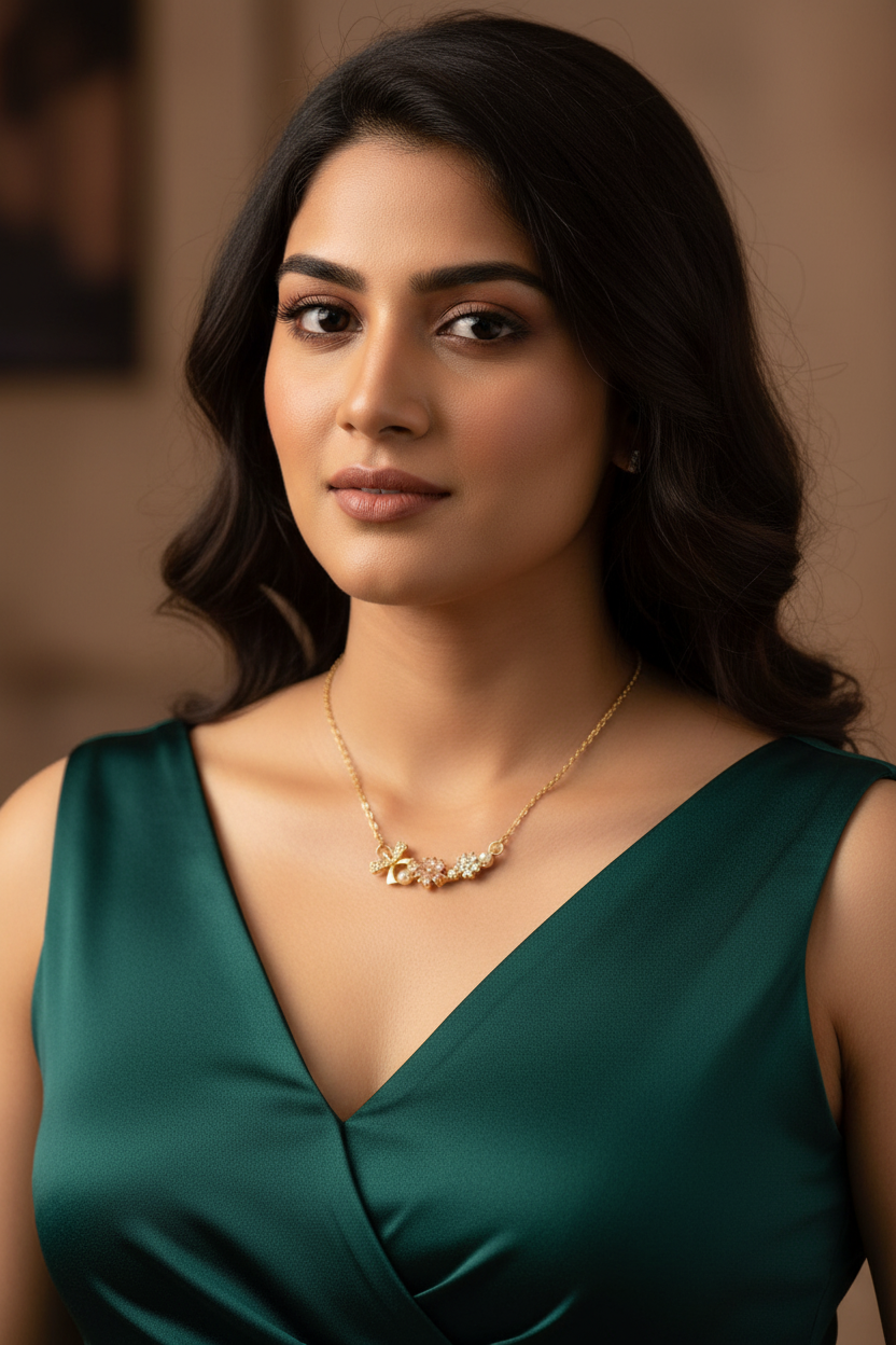 GOLDEN DIAMOND MULTI CHARM MATTIEY NECKLACE