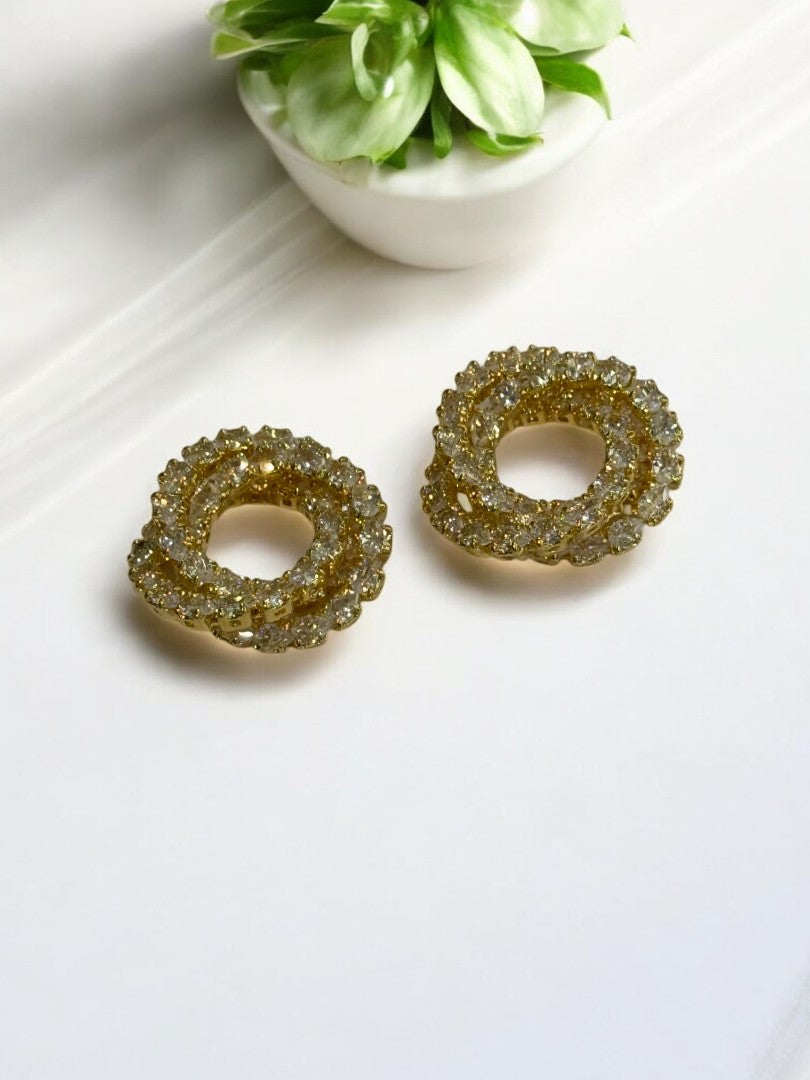 18K GOLD PLATED DIAMOND RING STUD