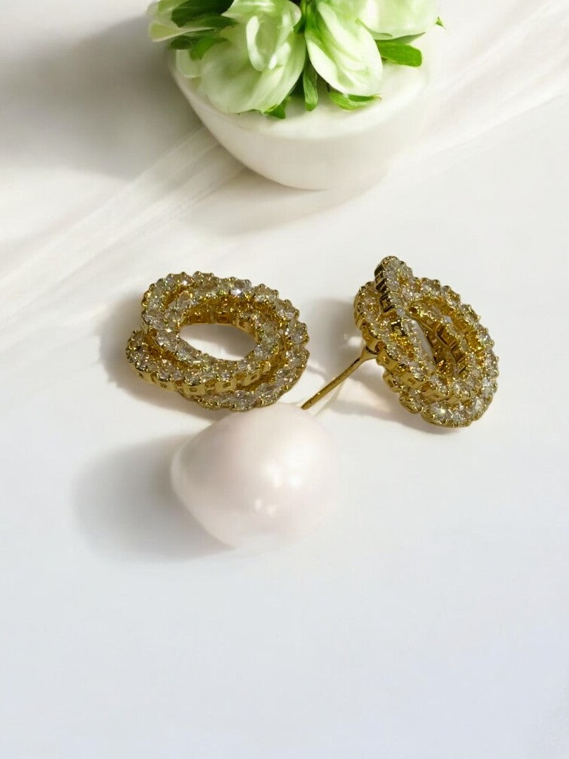 18K GOLD PLATED DIAMOND RING STUD